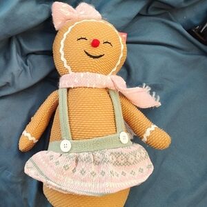 Tinsel Gingerbread Doll with Pink and Green Accents